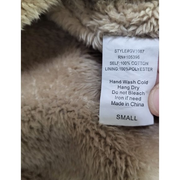 C'ESTTOI Vest Women S Green Fuzzy Lining Cinch Drawstring Waist Zip Snaps Milita - Picture 8 of 11